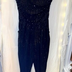 Strapless black sparkly jumpsuit